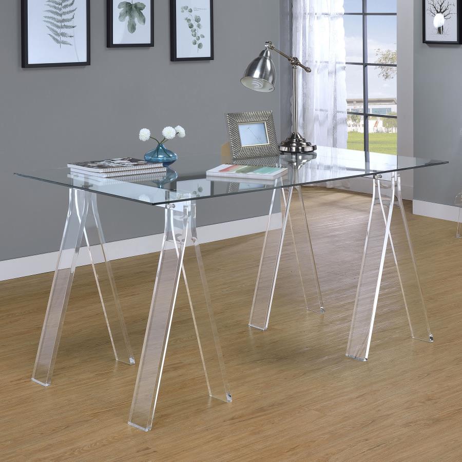 Amaturo Writing Desk with Glass Top Clear_0