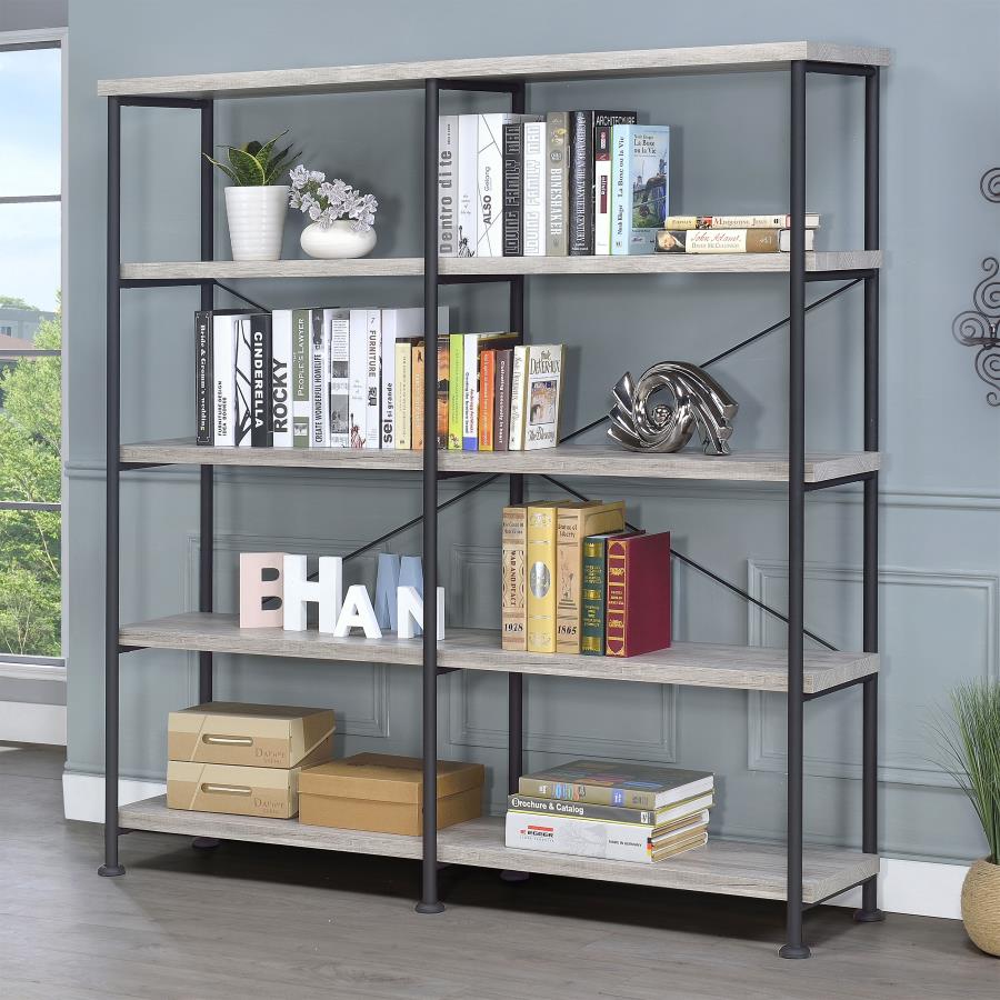 Analiese 4-shelf Open Bookcase Grey Driftwood_0