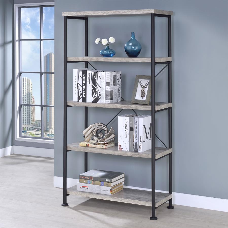 Analiese 4-shelf Bookcase Grey Driftwood_0