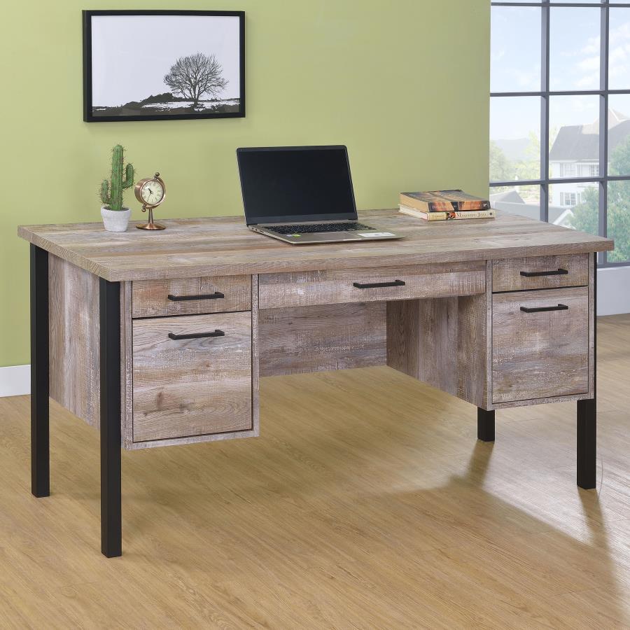 Samson 4-drawer Office Desk Weathered Oak_0
