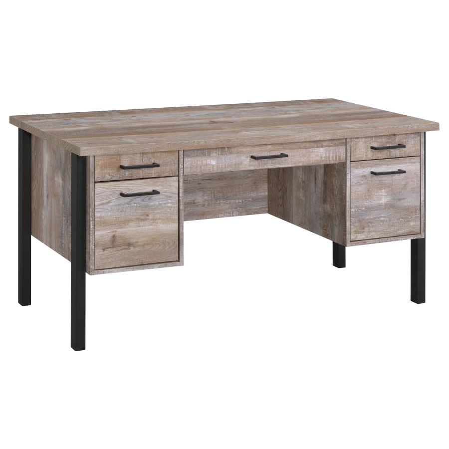 Samson 4-drawer Office Desk Weathered Oak_1