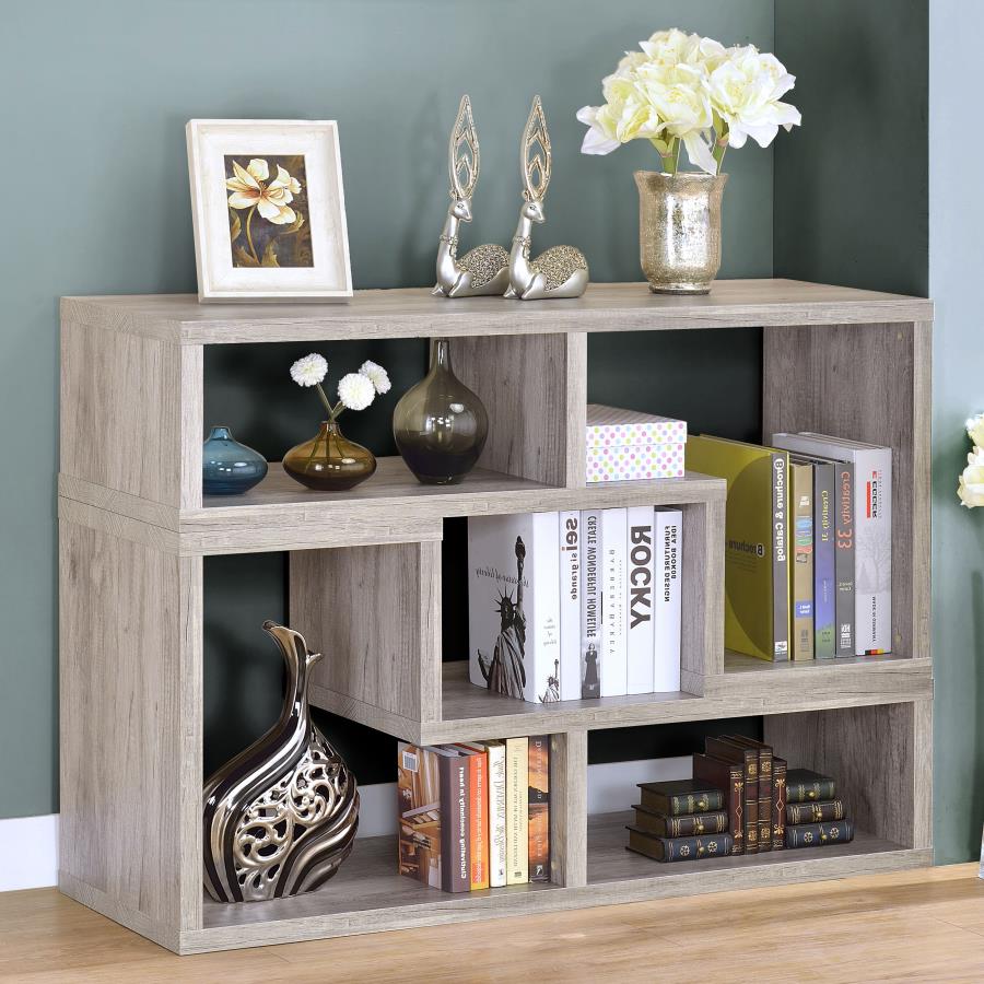 Velma Convertable Bookcase and TV Console Grey Driftwood_0
