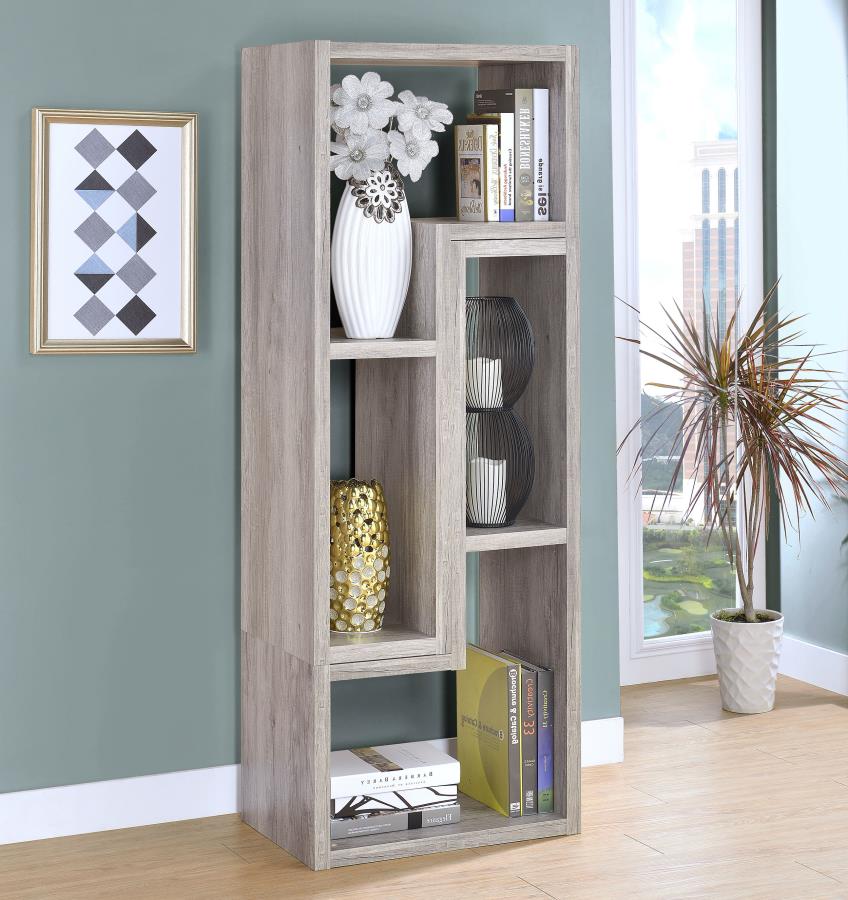 Velma Convertable Bookcase and TV Console Grey Driftwood_1