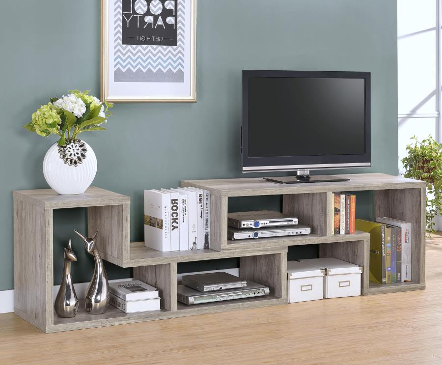 Velma Convertable Bookcase and TV Console Grey Driftwood_9