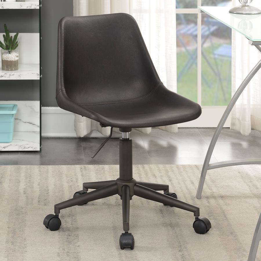 Adjustable Height Office Chair with Casters Brown and Rustic Taupe_0