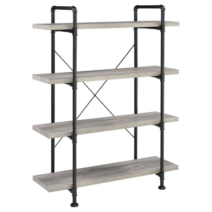 Delray 4-tier Open Shelving Bookcase Grey Driftwood and Black_1