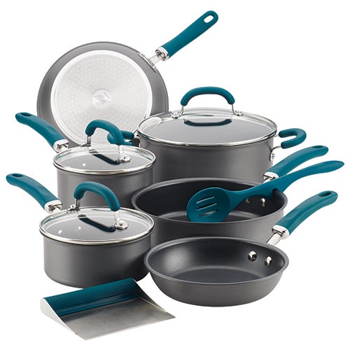Create Delicious 11pc Hard Anodized Nonstick Cookware Teal_0