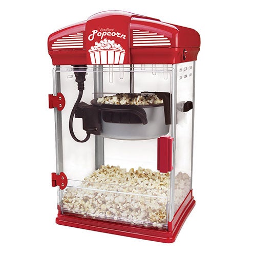 Theater Crazy Stiring Oil Popcorn Maker w/ Stainless Steel Kettle Red_0