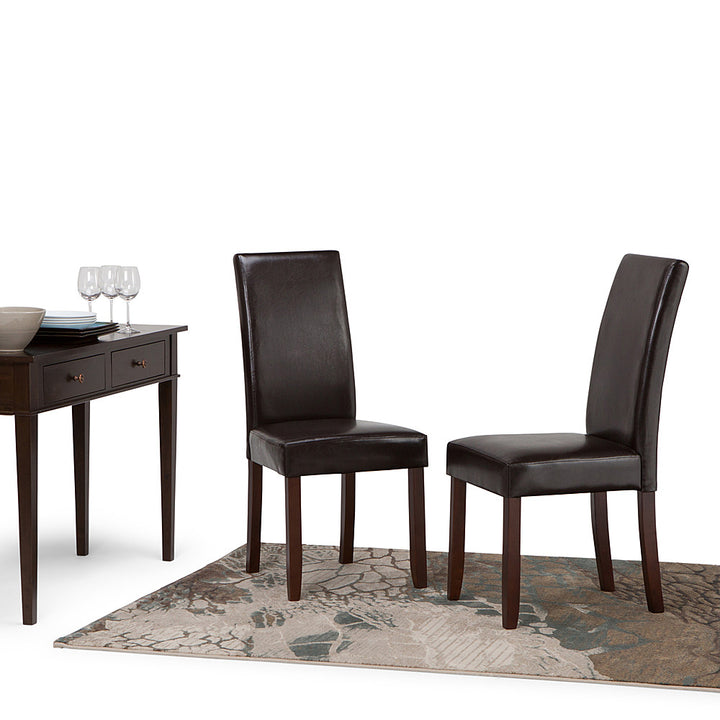 Simpli Home - Acadian Parson Polyurethane Faux Leather Dining Chairs (Set of 2) - Tanner's Brown_3