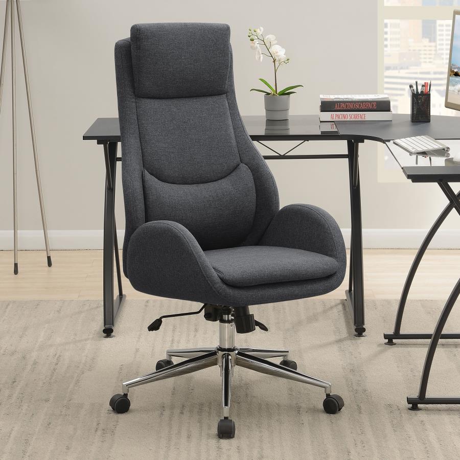 Upholstered Office Chair with Padded Seat Grey and Chrome_0