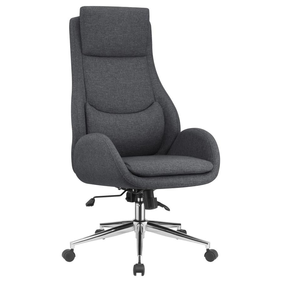 Upholstered Office Chair with Padded Seat Grey and Chrome_1