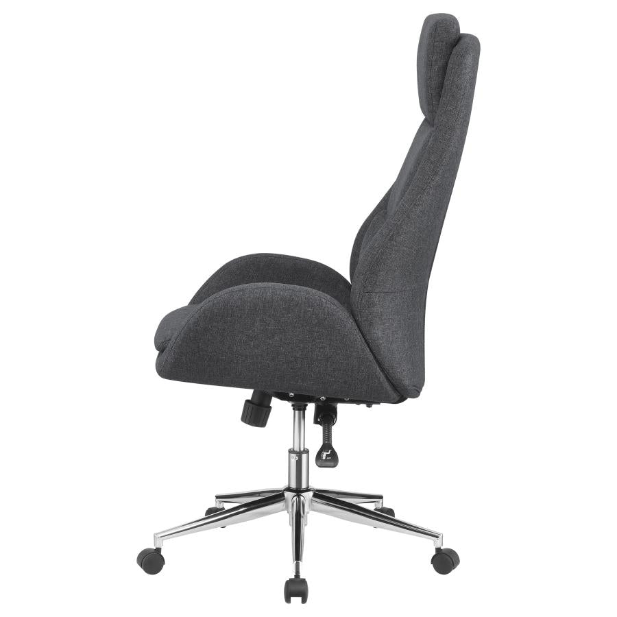 Upholstered Office Chair with Padded Seat Grey and Chrome_3