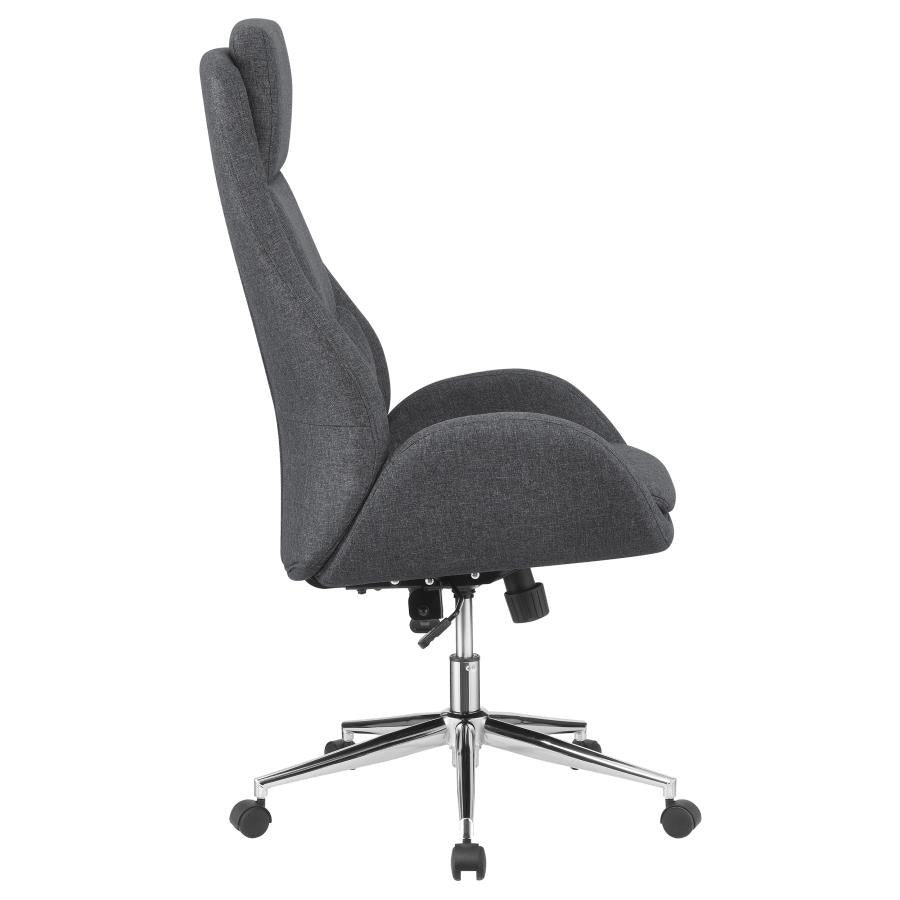 Upholstered Office Chair with Padded Seat Grey and Chrome_6