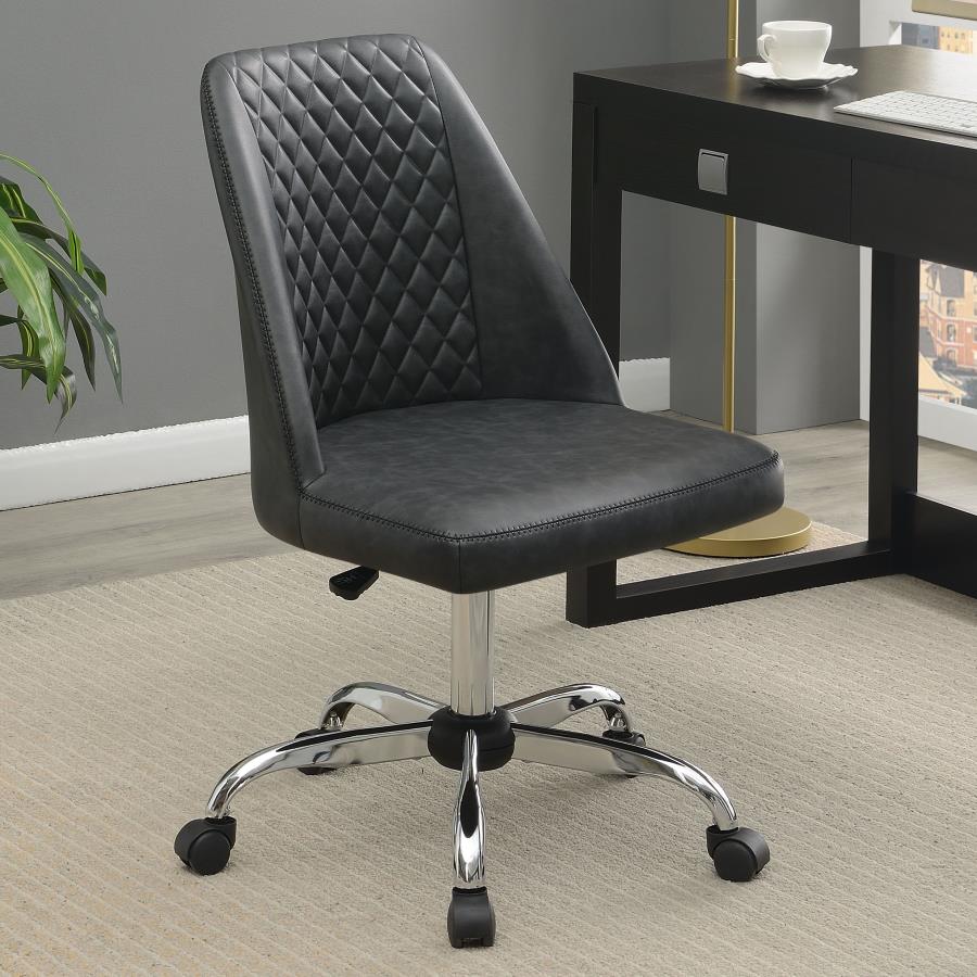 Upholstered Tufted Back Office Chair Grey and Chrome_0