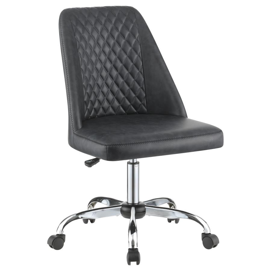 Upholstered Tufted Back Office Chair Grey and Chrome_1