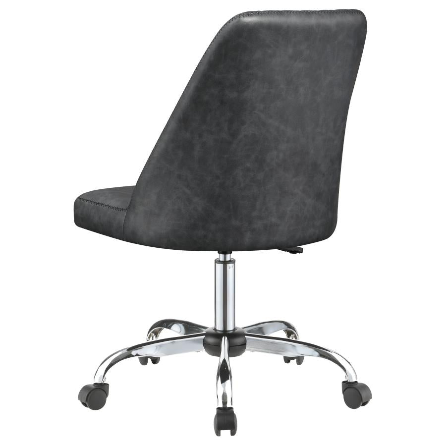 Upholstered Tufted Back Office Chair Grey and Chrome_4