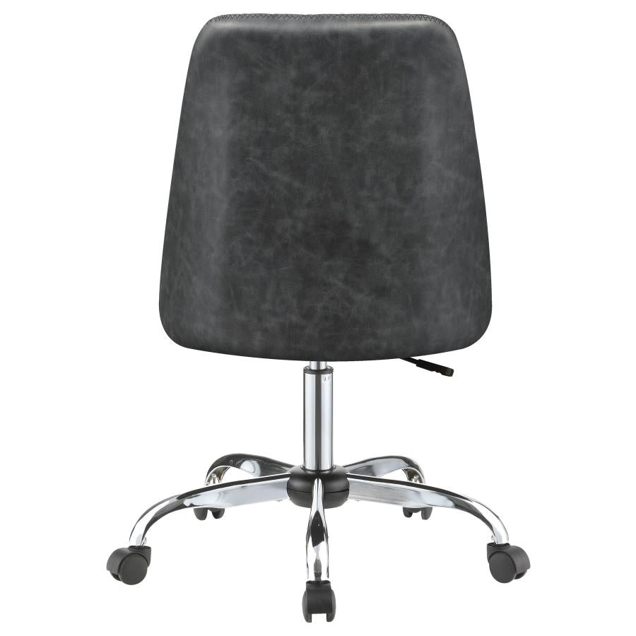 Upholstered Tufted Back Office Chair Grey and Chrome_5