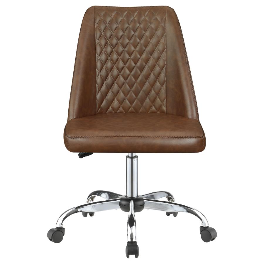 Upholstered Tufted Back Office Chair Brown and Chrome_2