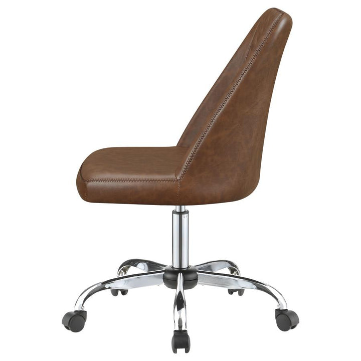 Upholstered Tufted Back Office Chair Brown and Chrome_3