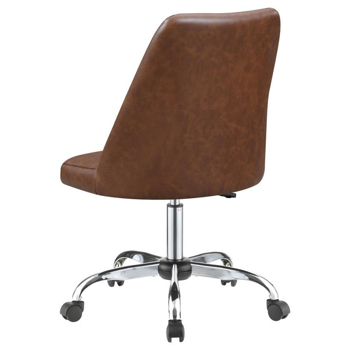 Upholstered Tufted Back Office Chair Brown and Chrome_4