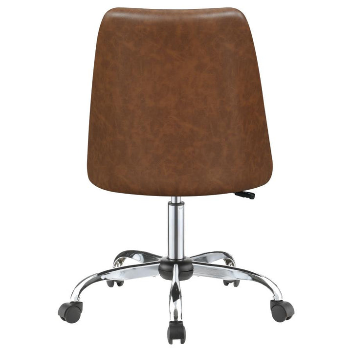 Upholstered Tufted Back Office Chair Brown and Chrome_5