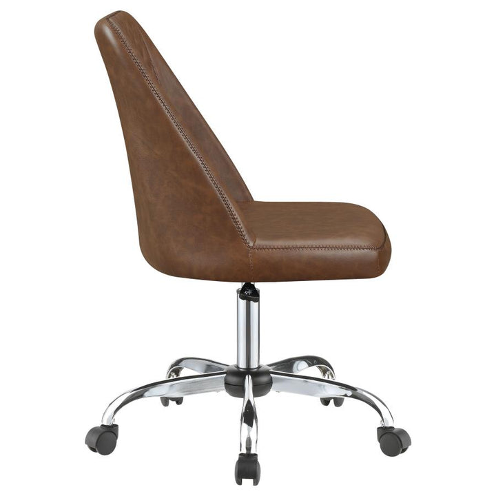 Upholstered Tufted Back Office Chair Brown and Chrome_6