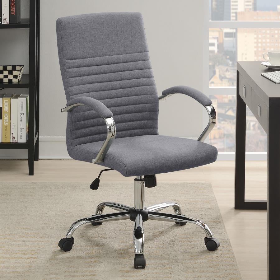 Upholstered Office Chair with Casters Grey and Chrome_0