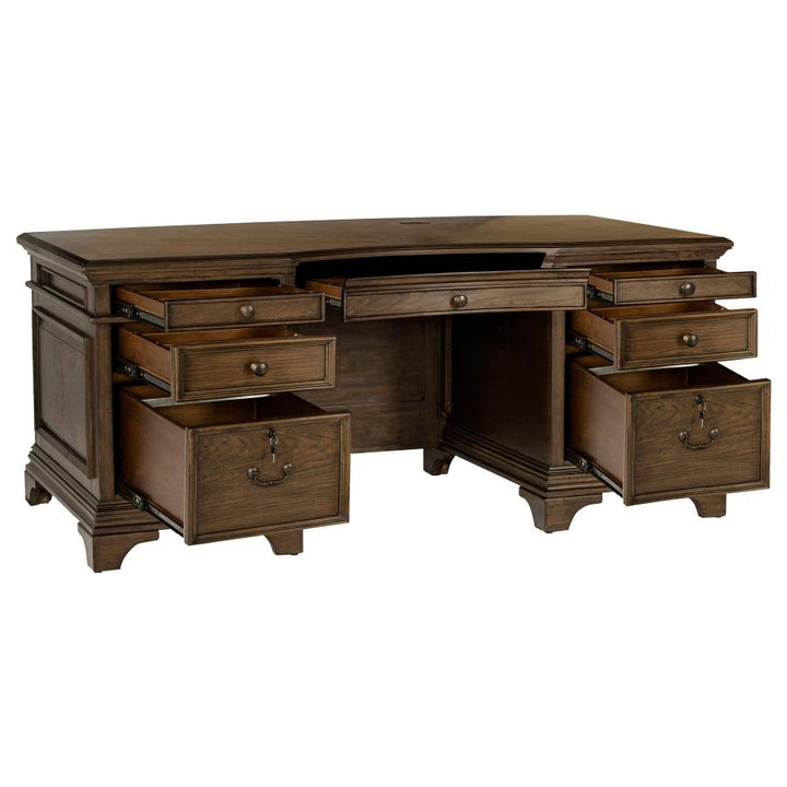 Hartshill Executive Desk with File Cabinets Burnished Oak_5