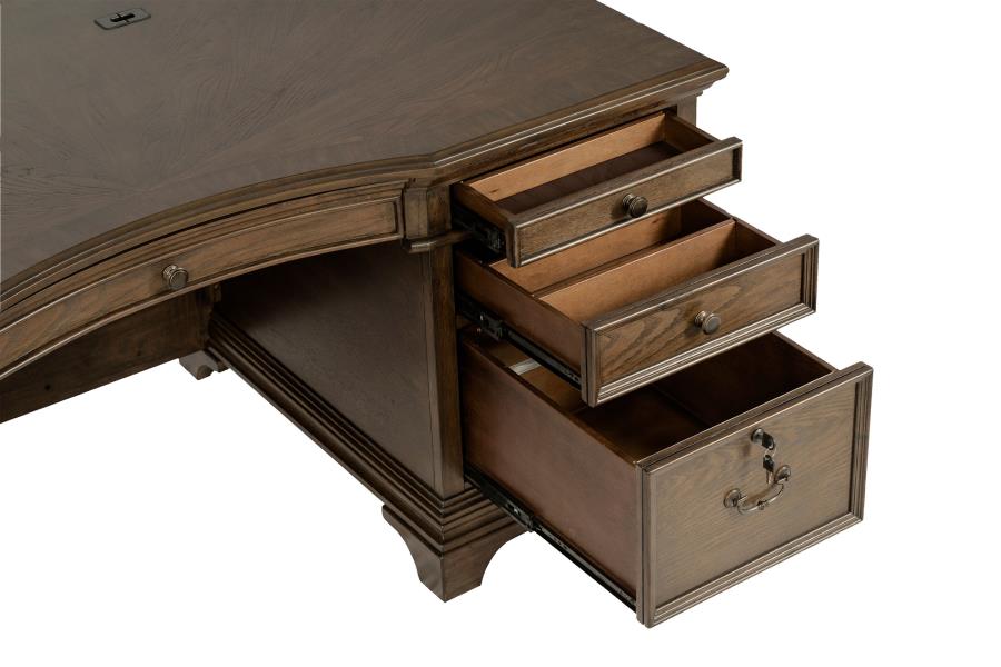 Hartshill Executive Desk with File Cabinets Burnished Oak_3