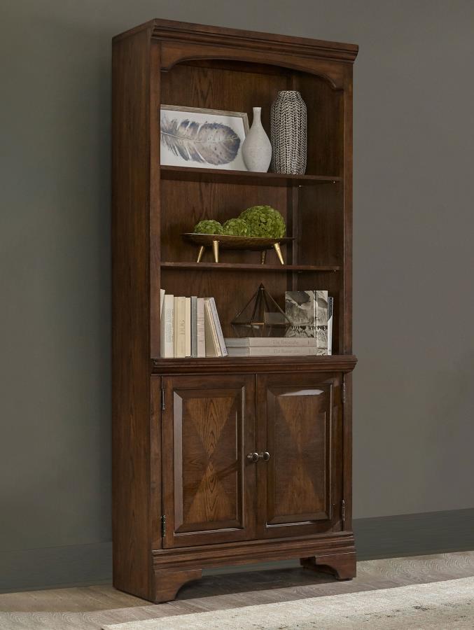 Hartshill Bookcase with Cabinet Burnished Oak_0