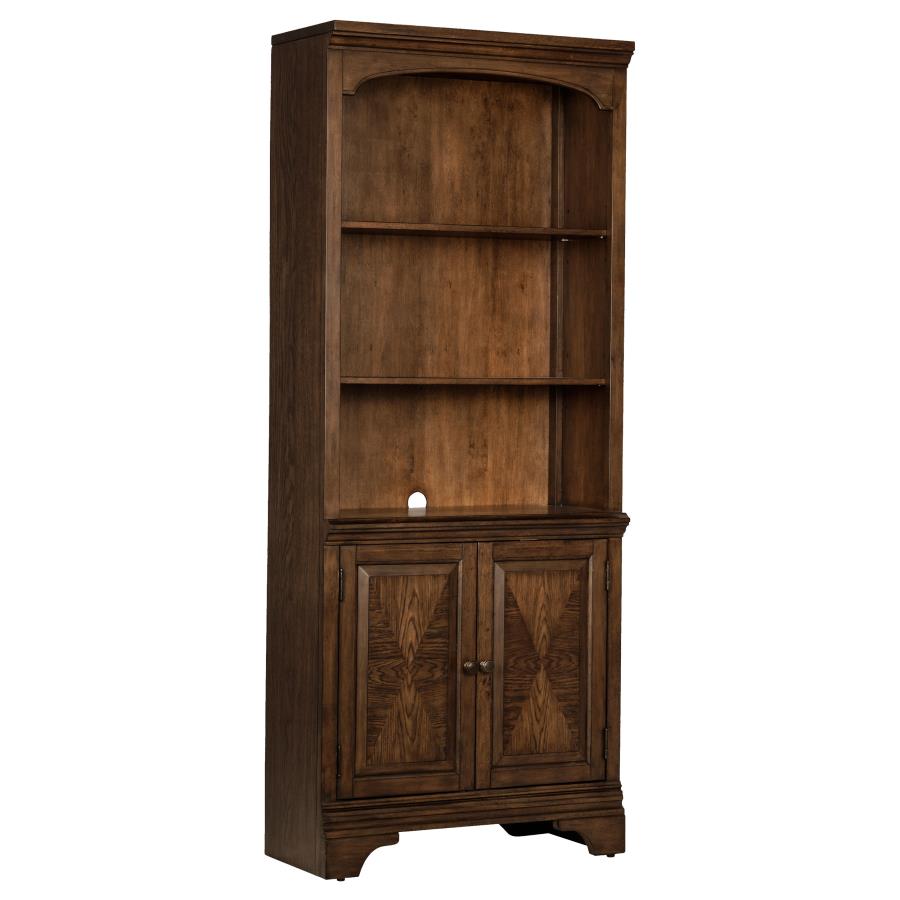 Hartshill Bookcase with Cabinet Burnished Oak_1