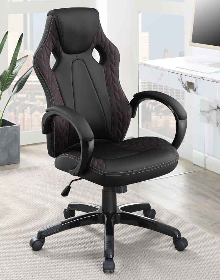 Arched Armrest Upholstered Office Chair Black_0