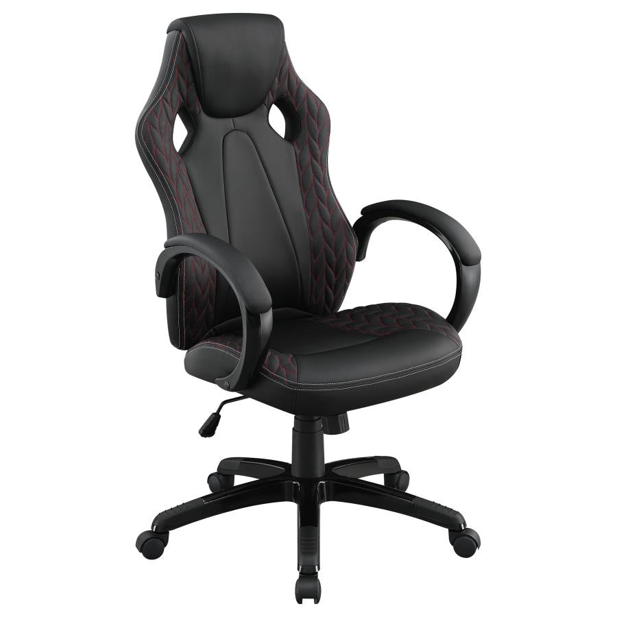 Arched Armrest Upholstered Office Chair Black_1