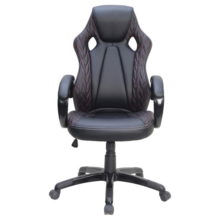 Arched Armrest Upholstered Office Chair Black_2