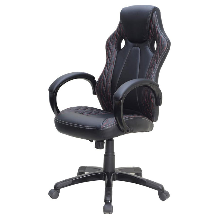 Arched Armrest Upholstered Office Chair Black_3