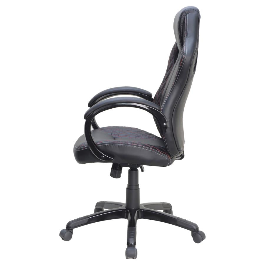 Arched Armrest Upholstered Office Chair Black_4