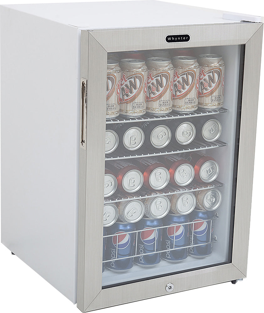 Whynter - 90-Can Beverage Refrigerator - White cabinet with stainless steel trim_1
