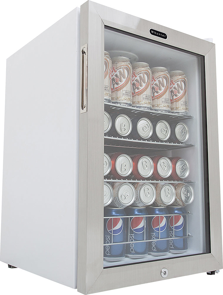 Whynter - 90-Can Beverage Refrigerator - White cabinet with stainless steel trim_2