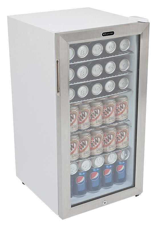 Whynter - 120-Can Beverage Refrigerator - White cabinet with stainless steel trim_0