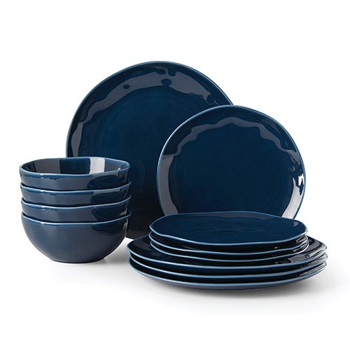 Bay Colors 12pc Dinnerware Set Blue Glaze_0