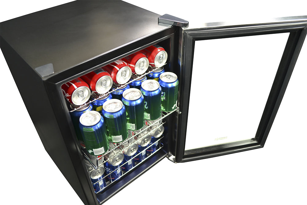 NewAir - 90-Can Freestanding Beverage Fridge, Compact with Adjustable Shelves and Lock - Stainless steel_5