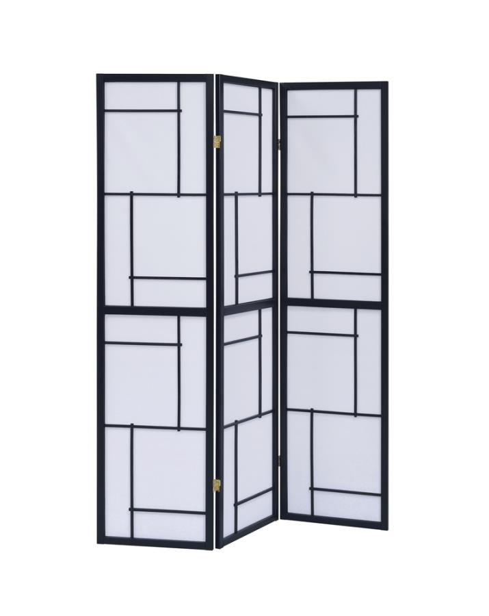 3-panel Folding Floor Screen Black and White_1