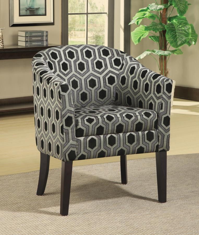 Hexagon Patterned Accent Chair Grey and Black_0