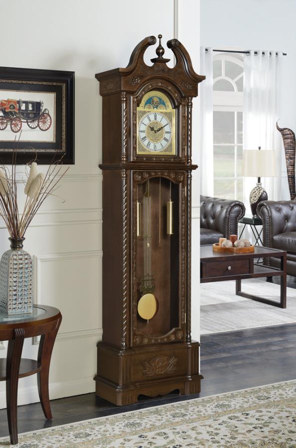 Grandfather Clock with Chime Golden Brown_0
