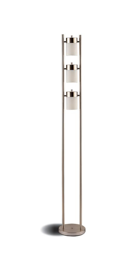 Floor Lamp with 3 Swivel Lights Brushed Silver_0