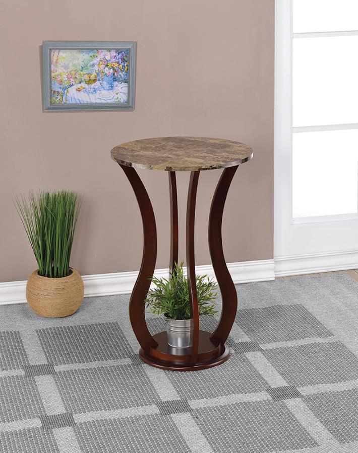 Round Marble Top Accent Table Brown_0