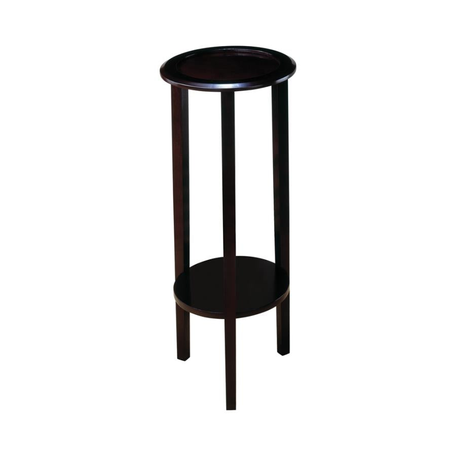 Round Accent Table with Bottom Shelf Espresso_1