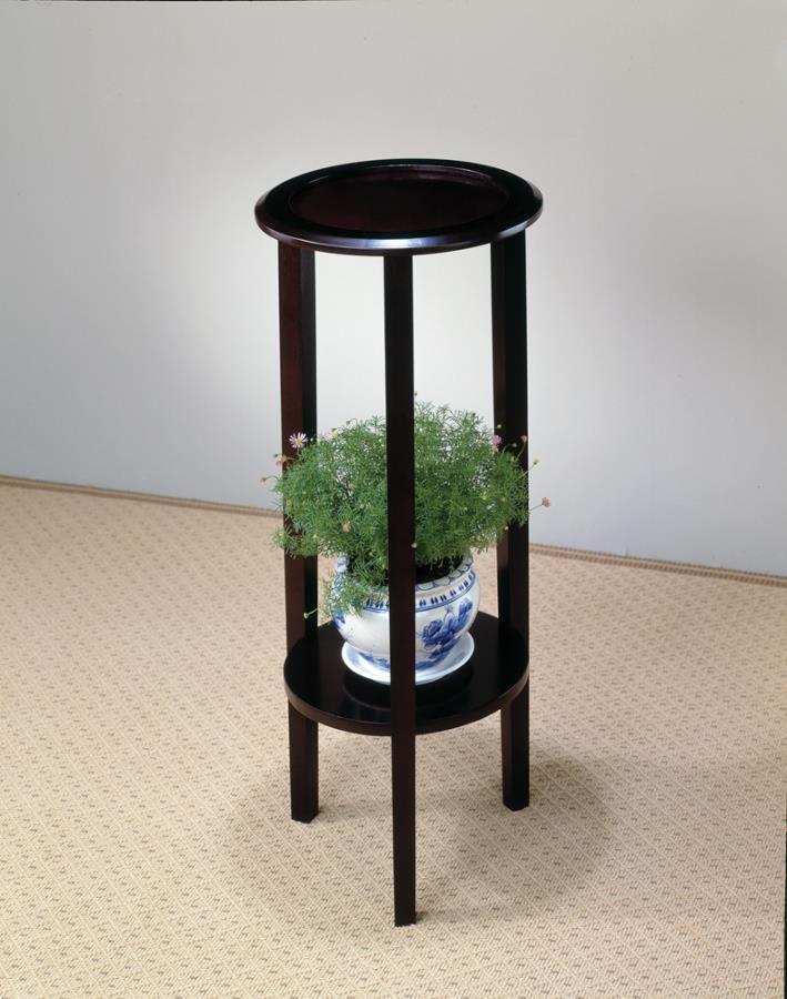 Round Accent Table with Bottom Shelf Espresso_0