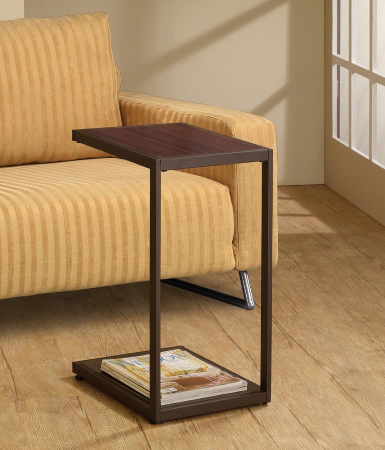 Rectangular Accent Table with Bottom Shelf Brown_0