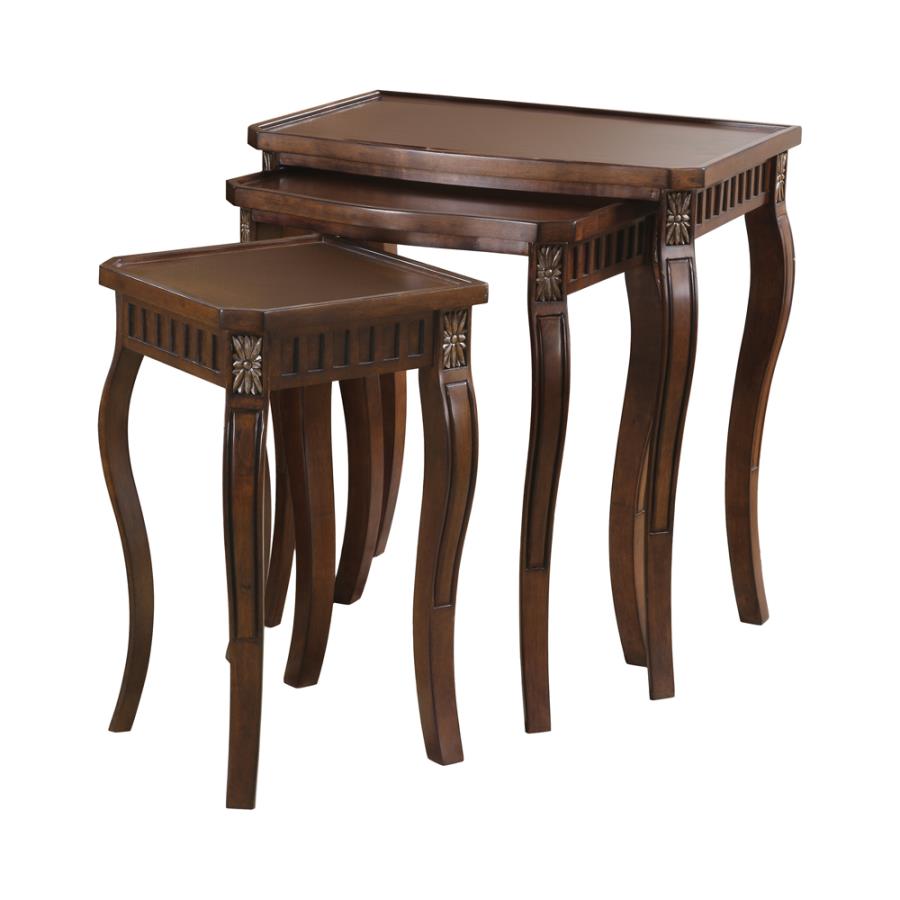 3-piece Curved Leg Nesting Tables Warm Brown_1